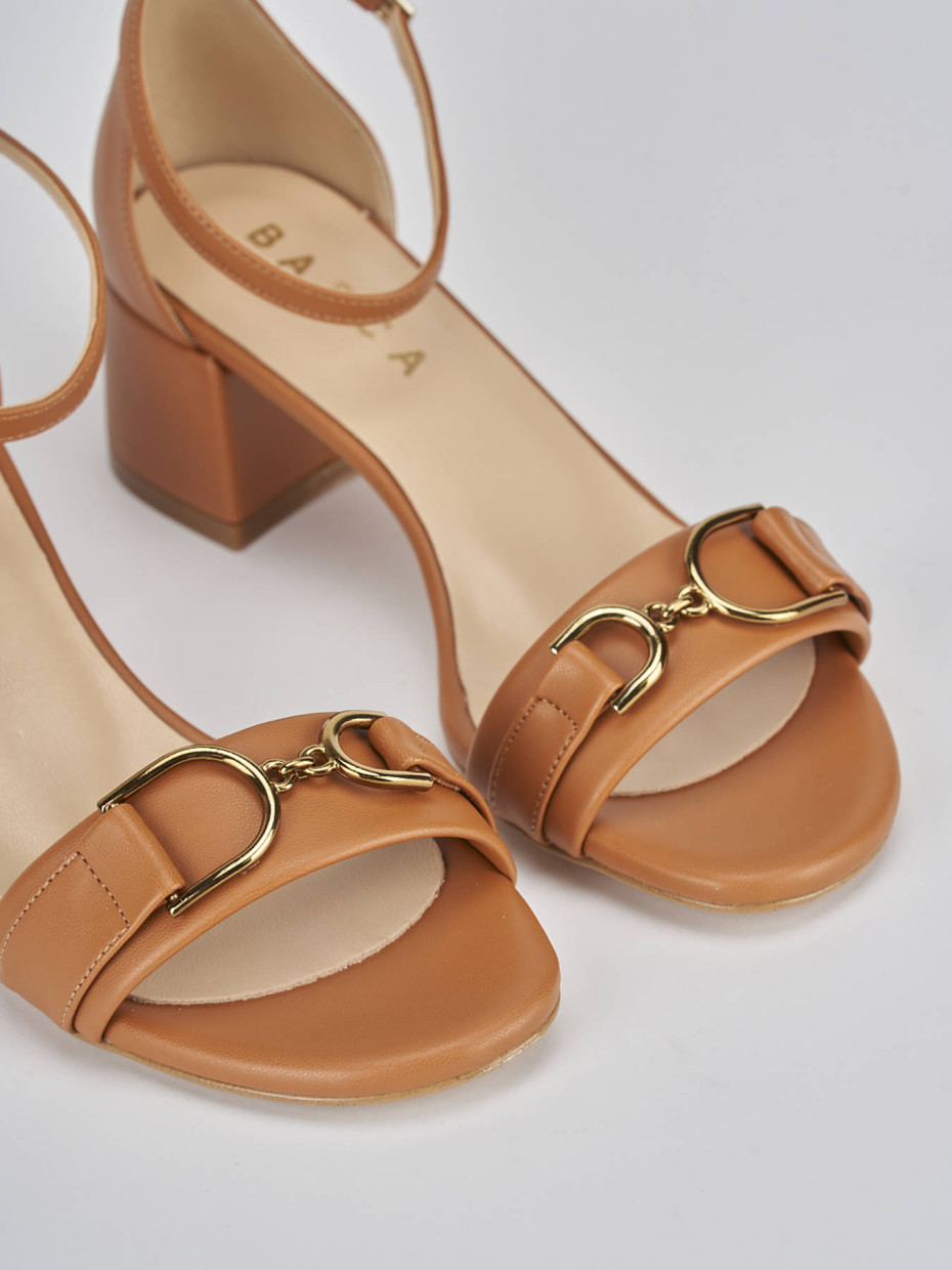 Sandali tacco 5cm pelle marrone Barca Stores