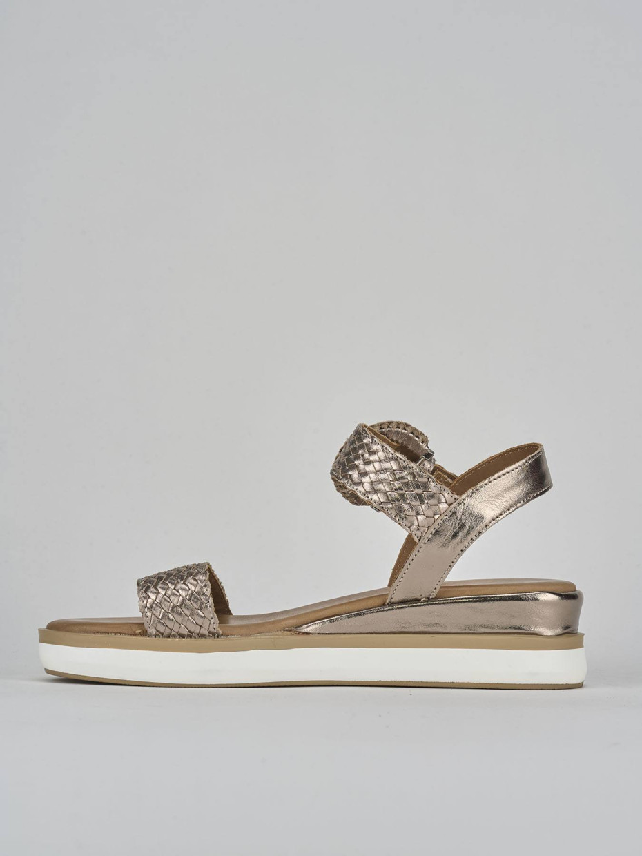 Sandali zeppa tacco 3cm pelle argento