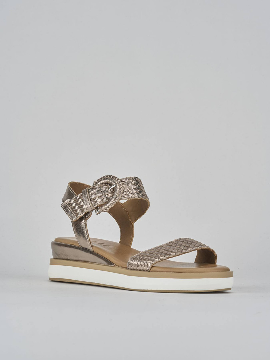 Sandali zeppa tacco 3cm pelle argento