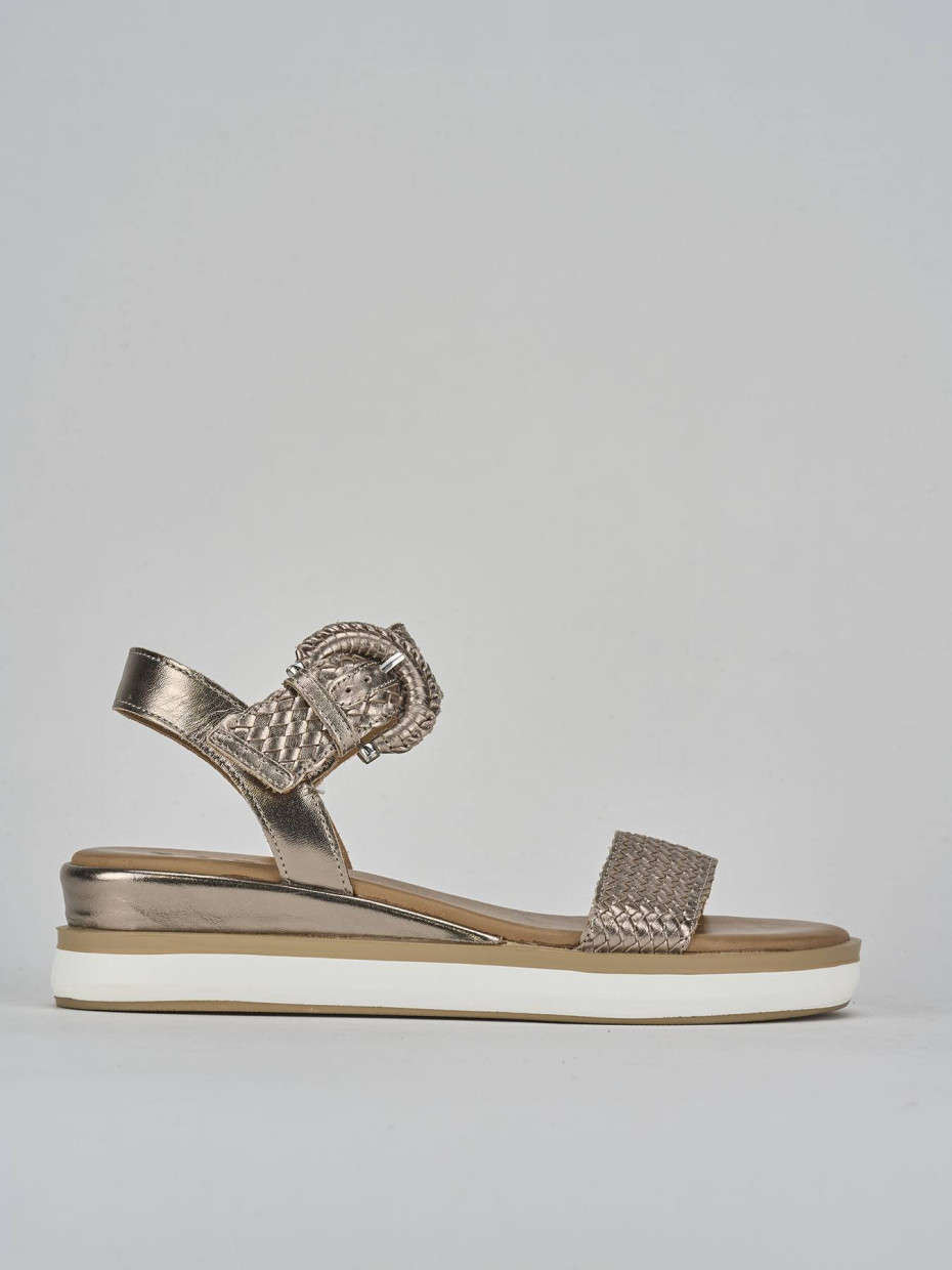 Sandali zeppa tacco 3cm pelle argento