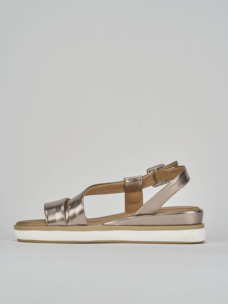 Sandali zeppa tacco 3cm pelle argento