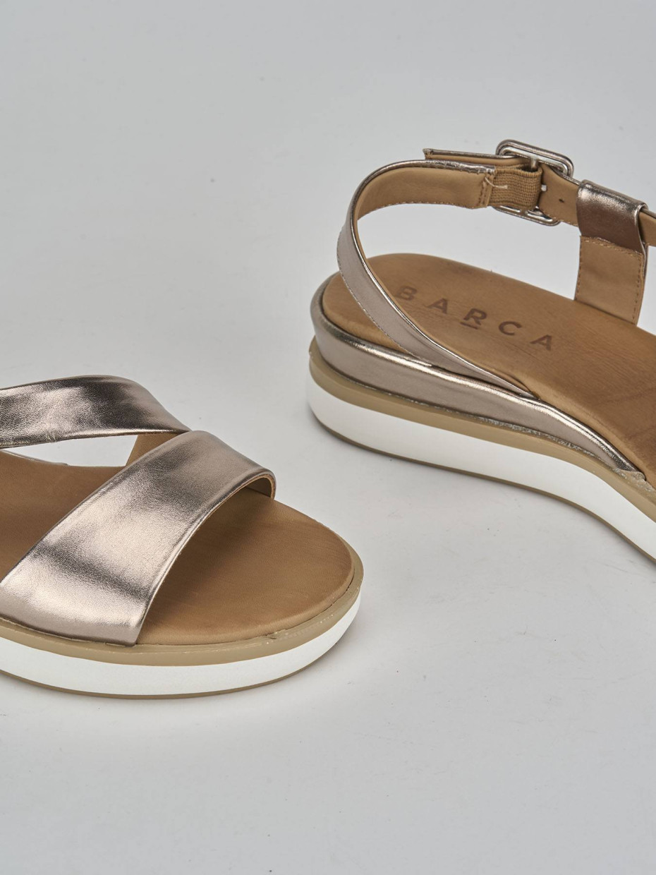 Sandali zeppa tacco 3cm pelle argento