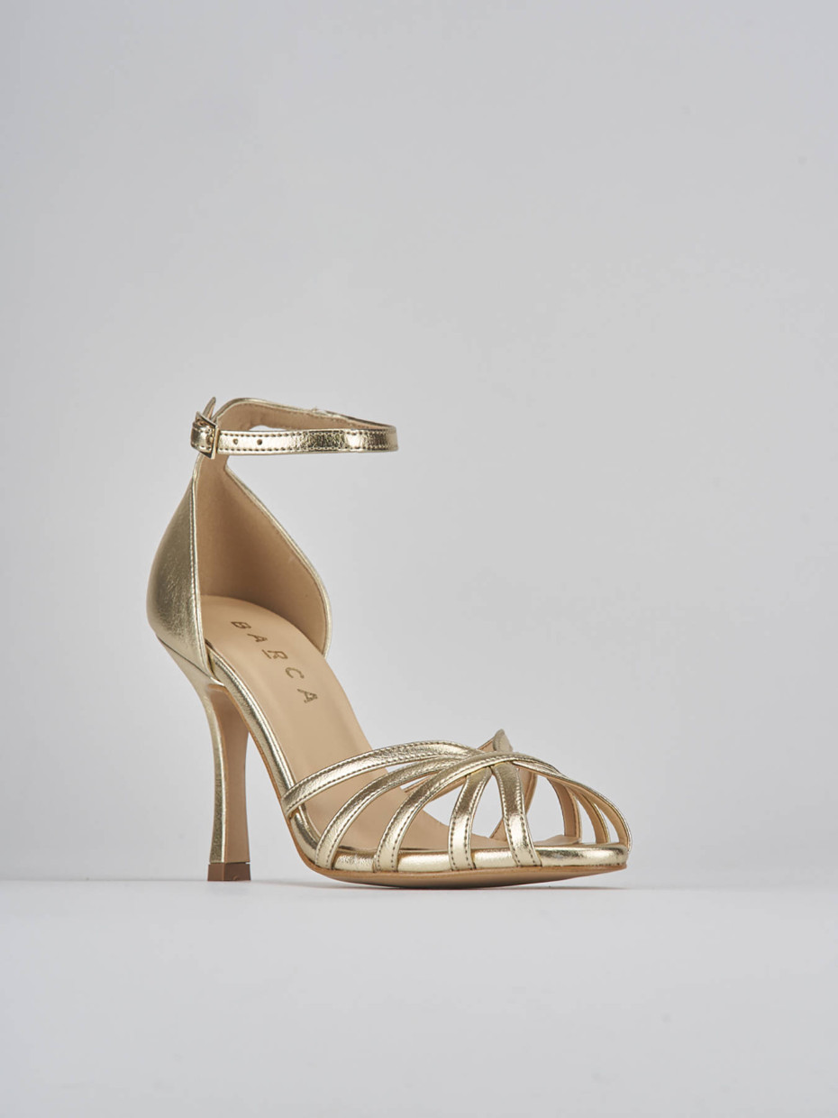 Sandalo tacco 9 cm oro pelle Barca Stores
