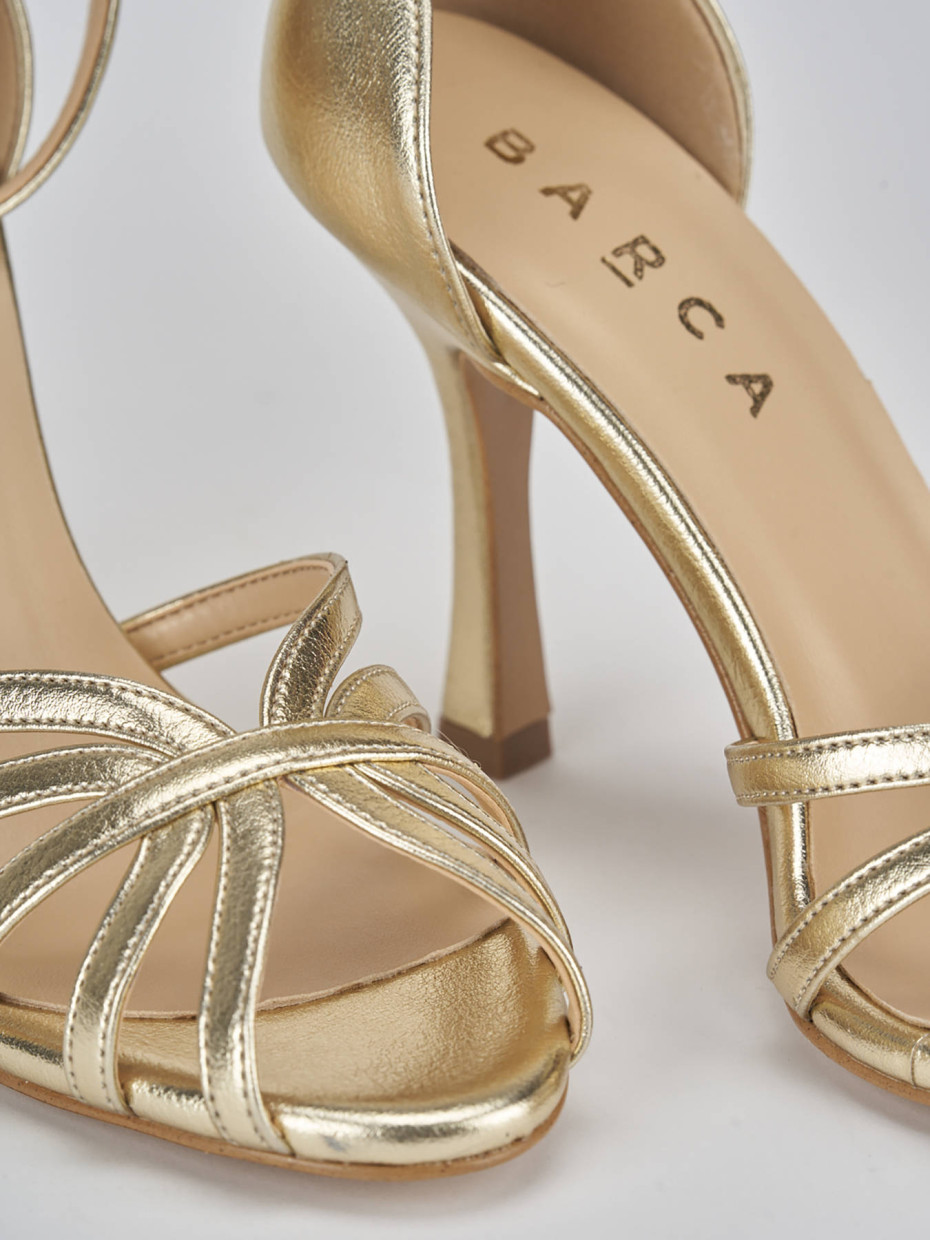 Sandalo tacco 9 cm oro pelle Barca Stores