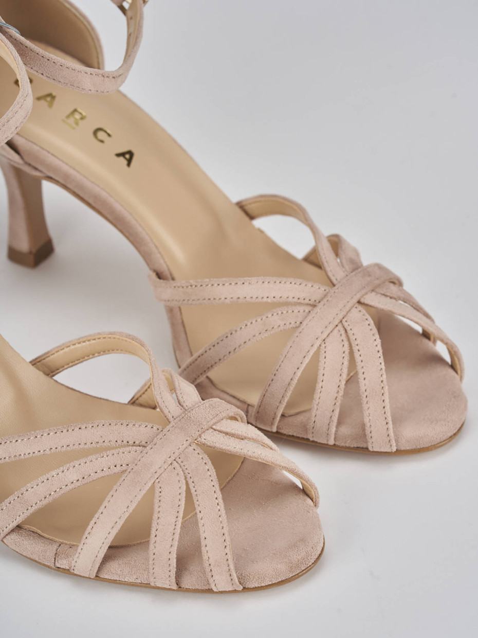 Sandalo tacco 7 cm beige camoscio Barca Stores