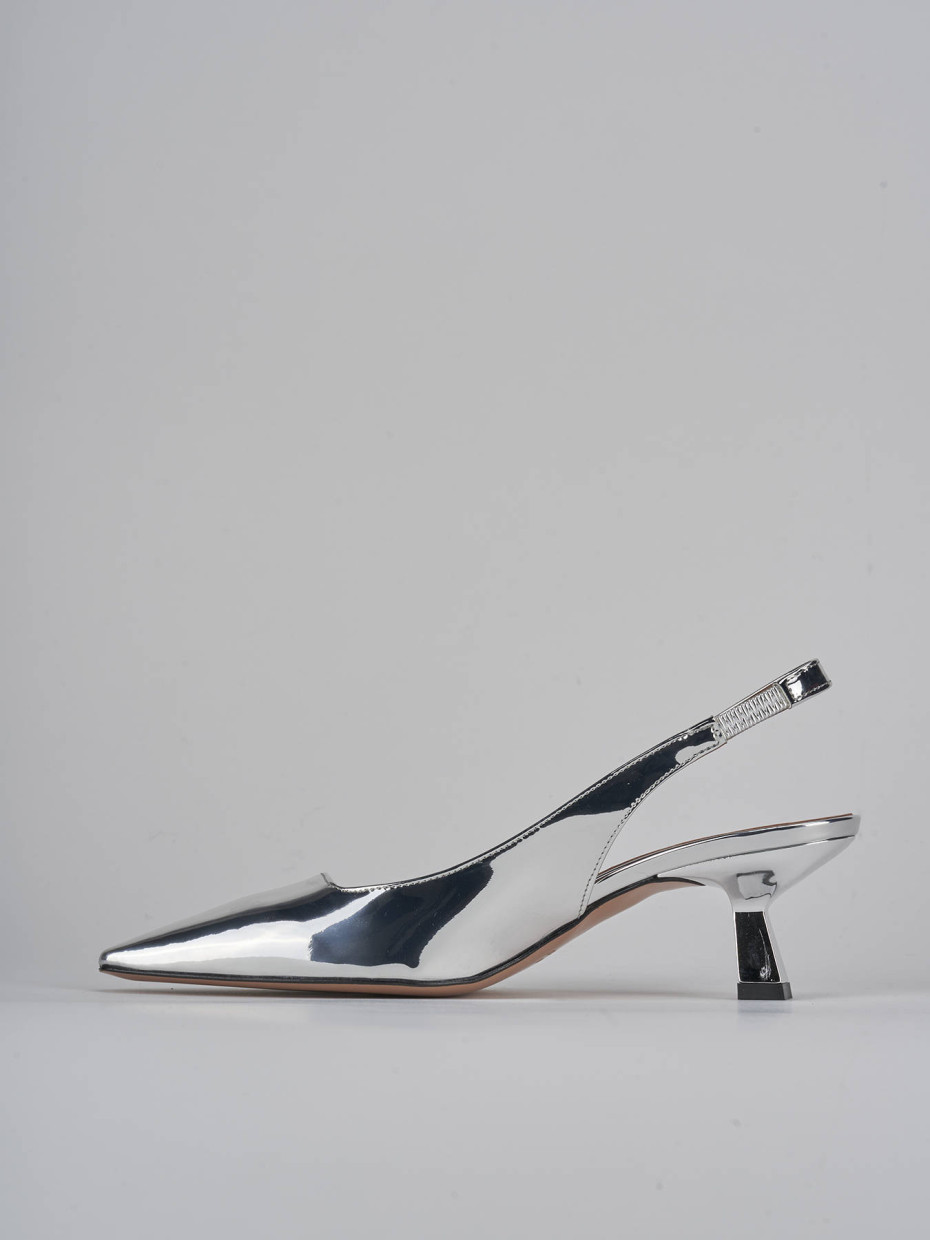 Décolleté e slingback tacco 6cm pelle argento