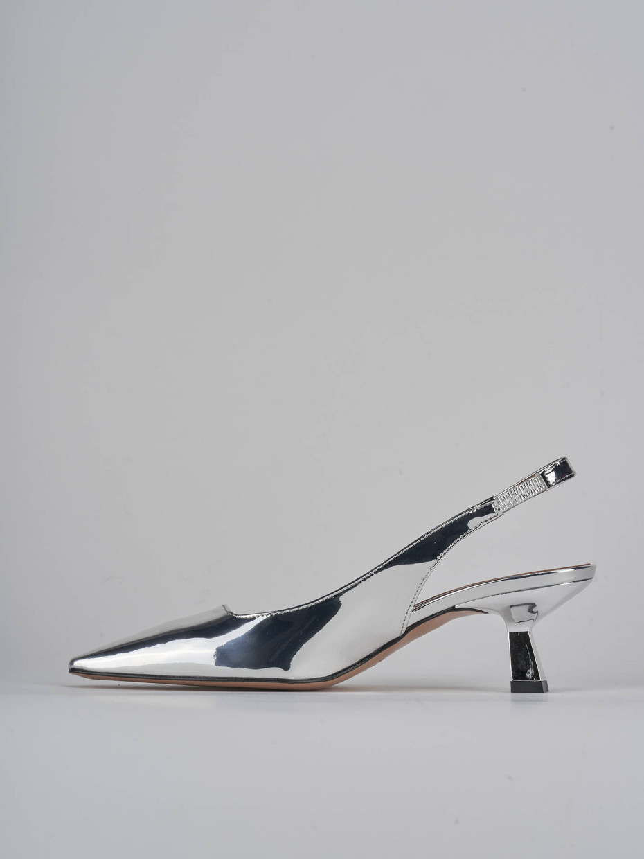 Décolleté e slingback tacco 6cm pelle argento