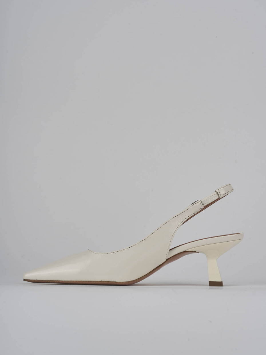 Décolleté e slingback tacco 6cm vernice bianco