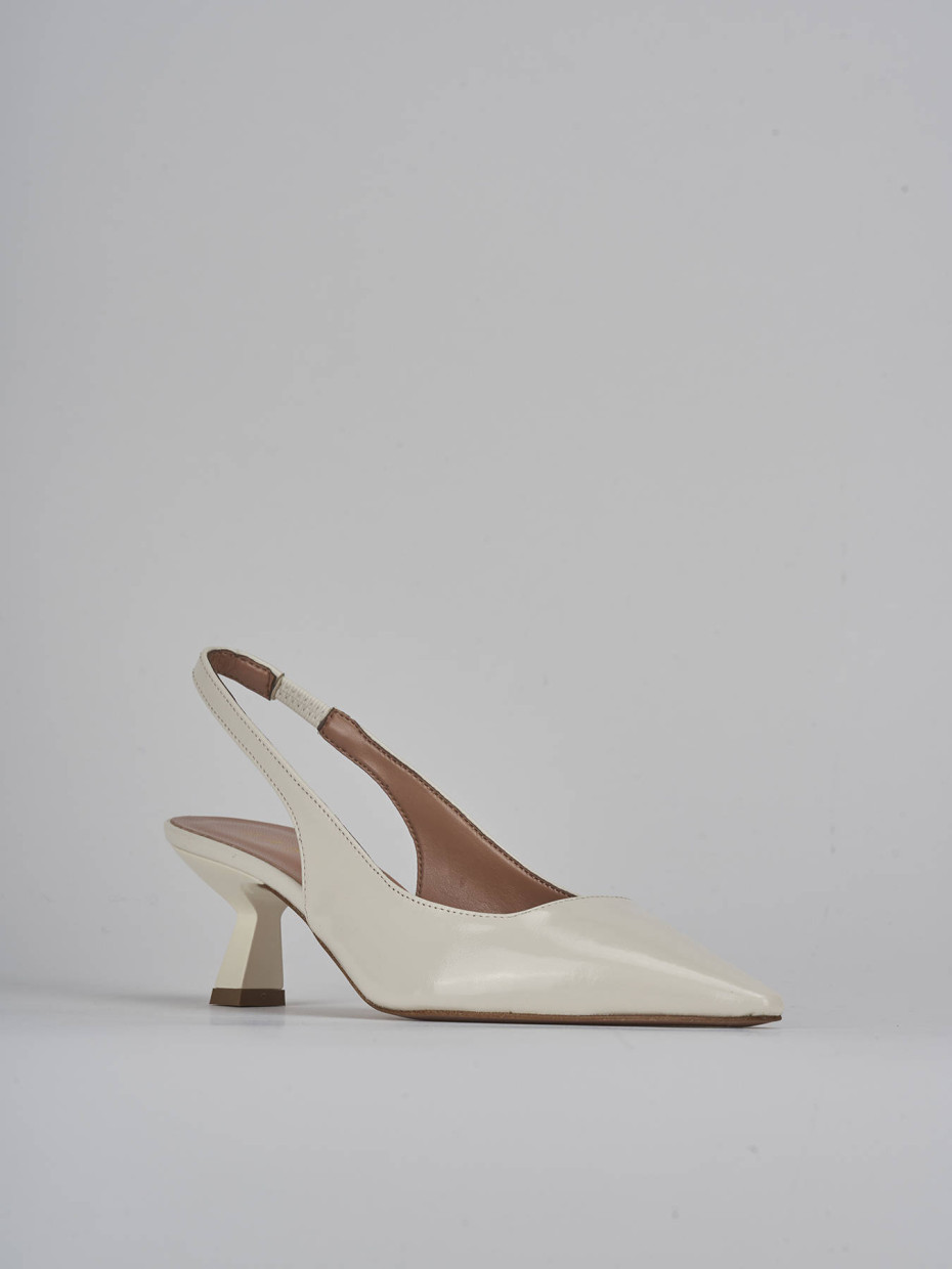 Décolleté e slingback tacco 6cm vernice bianco