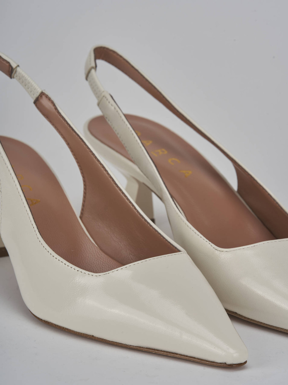 Décolleté e slingback tacco 6cm vernice bianco