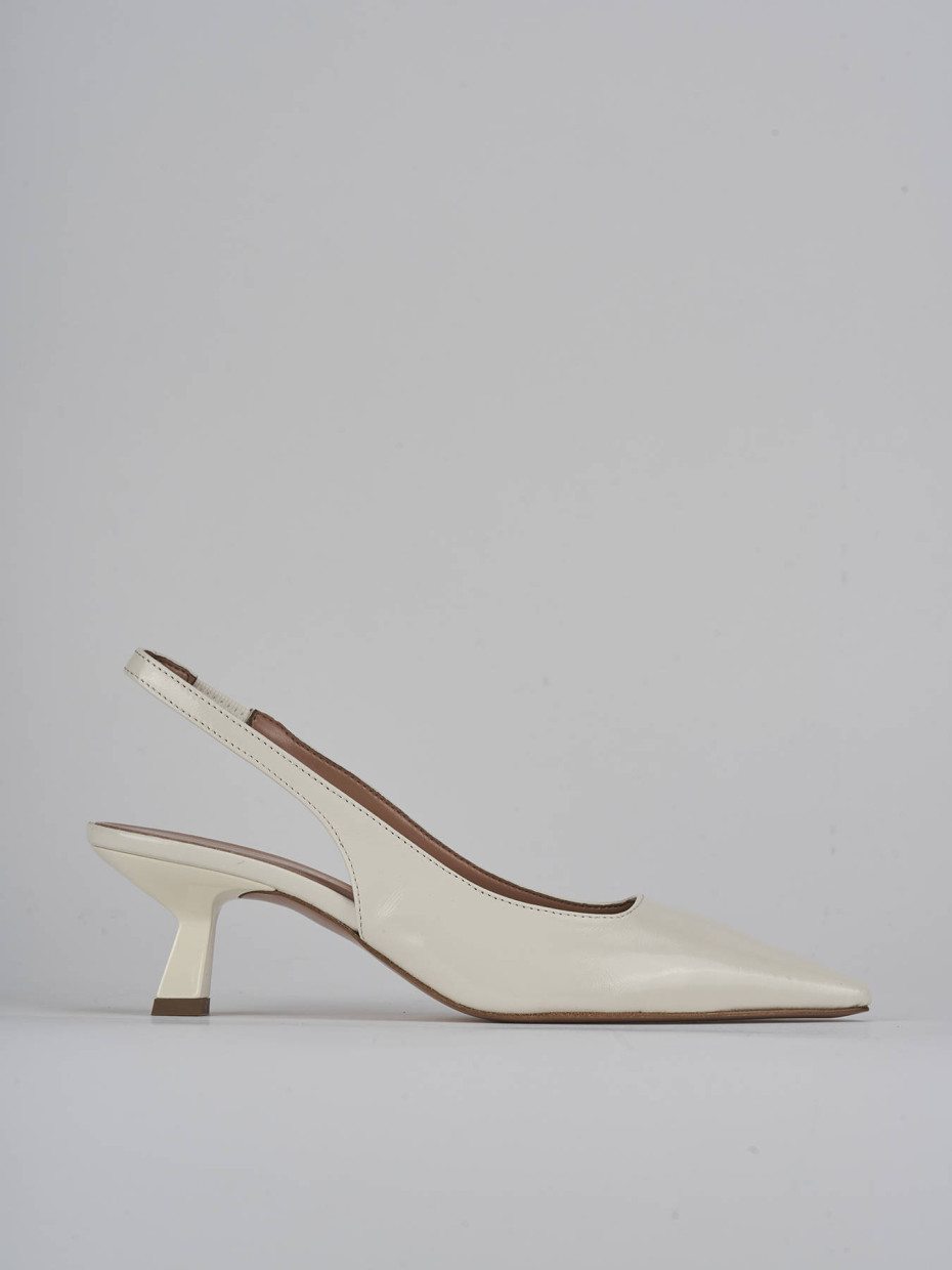 Décolleté e slingback tacco 6cm vernice bianco