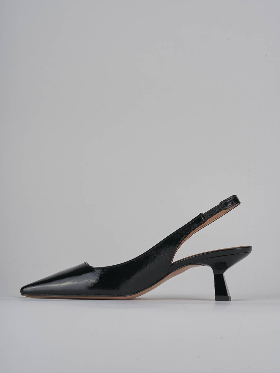 Décolleté e slingback tacco 6cm vernice nero