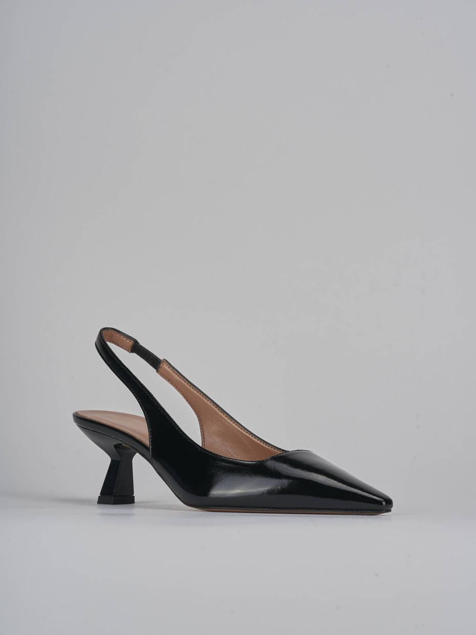 Décolleté e slingback tacco 6cm vernice nero