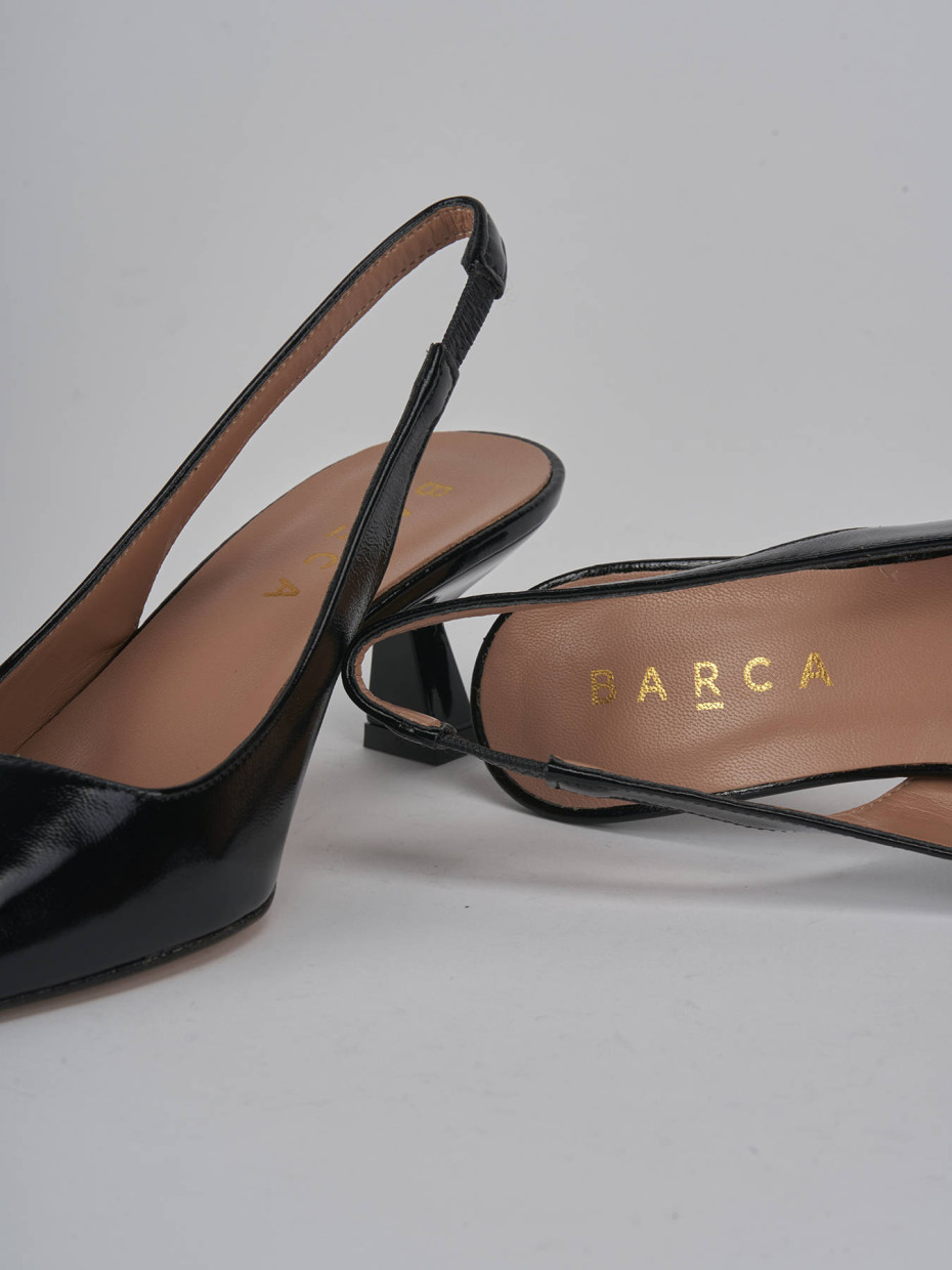 Décolleté e slingback tacco 6cm vernice nero