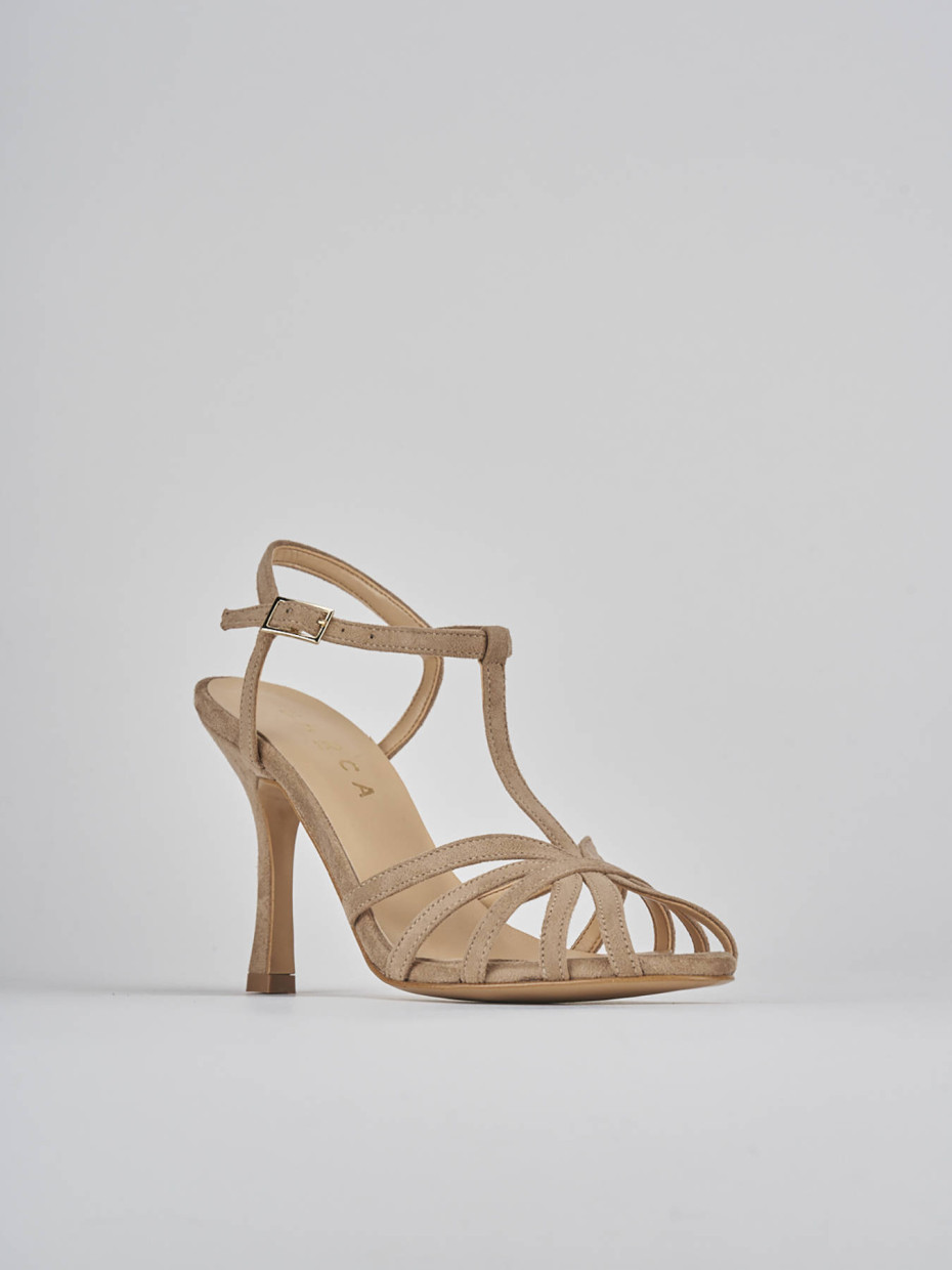 Sandali tacco 8cm camoscio beige