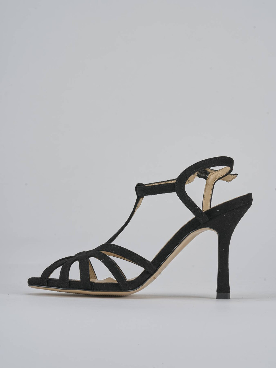 Sandali tacco 8cm camoscio nero
