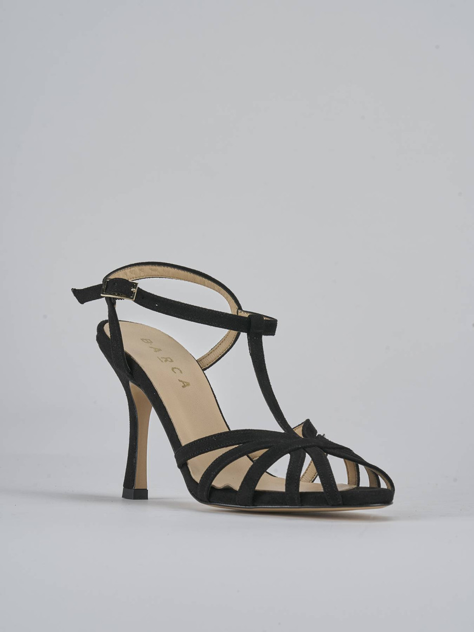 Sandali tacco 8cm camoscio nero