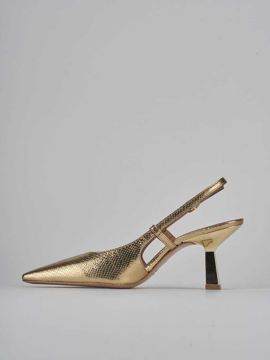 Décolleté e slingback tacco 8cm pelle oro