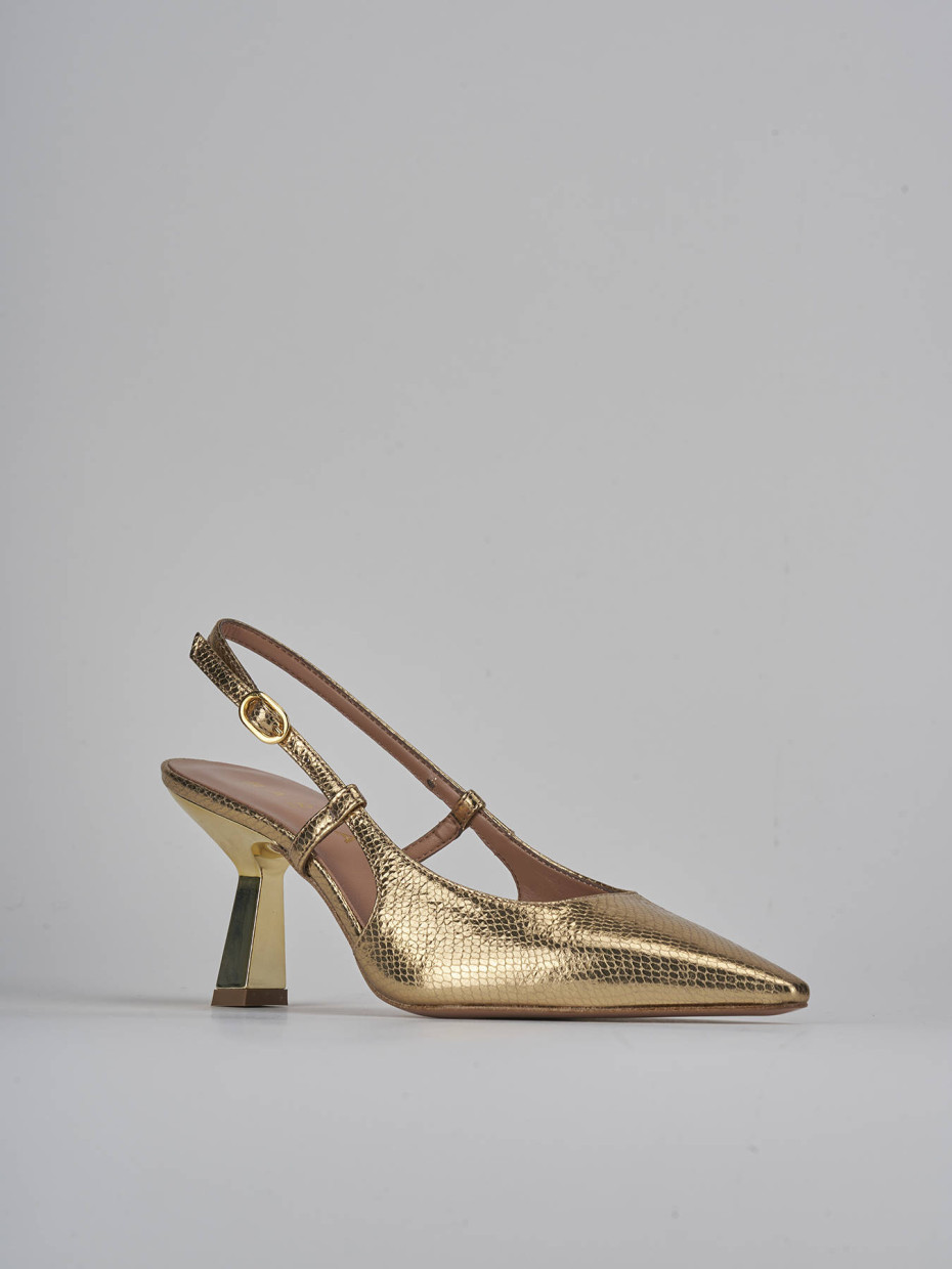 Décolleté e slingback tacco 8cm pelle oro