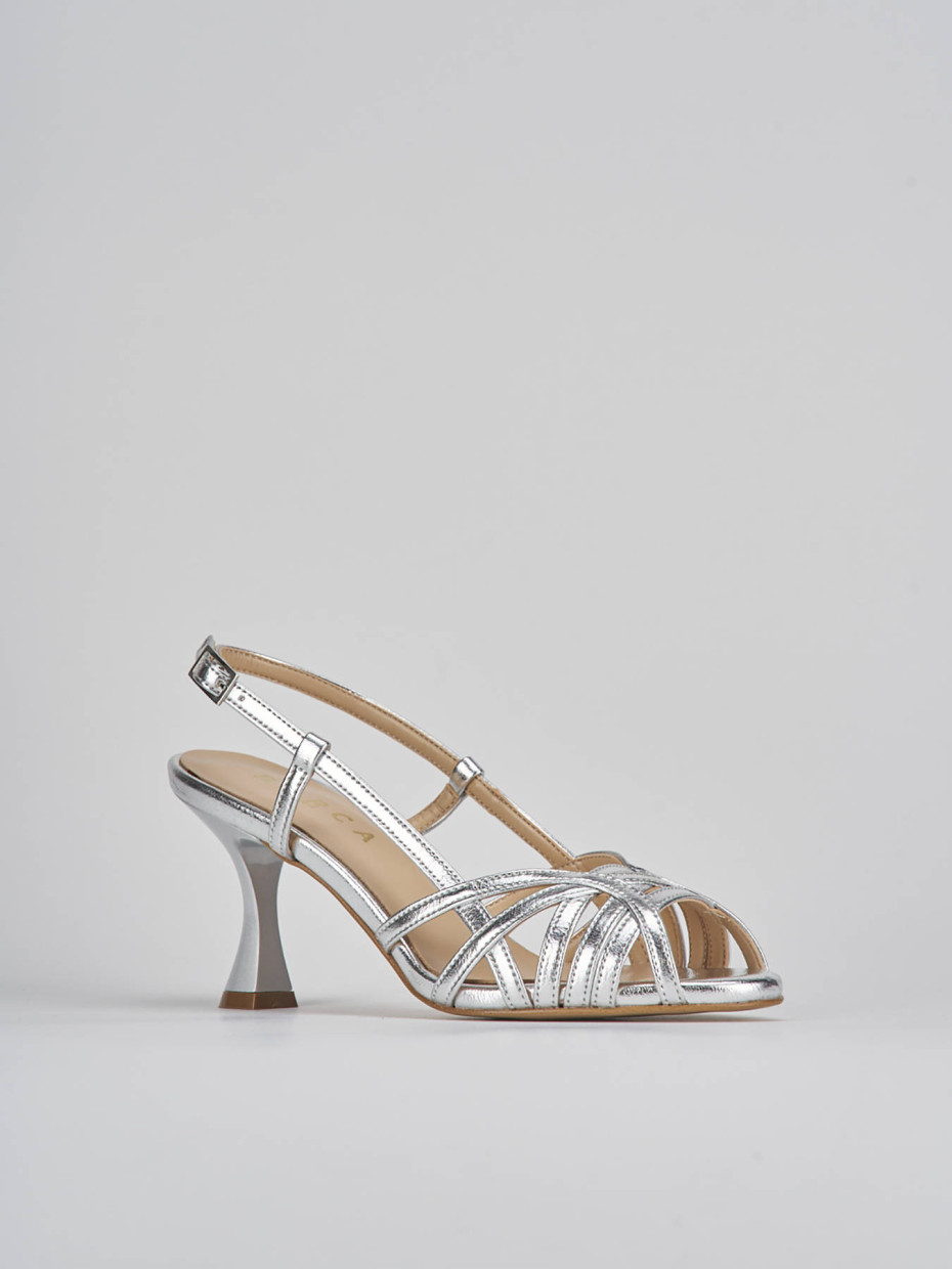 Sandalo tacco 7 cm argento pelle