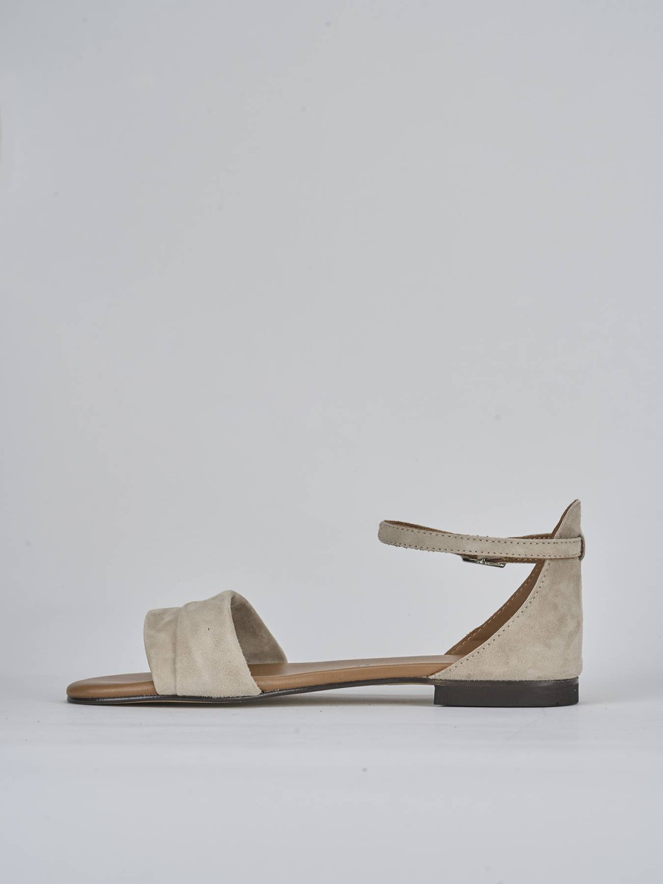 Sandali tacco 1cm camoscio beige