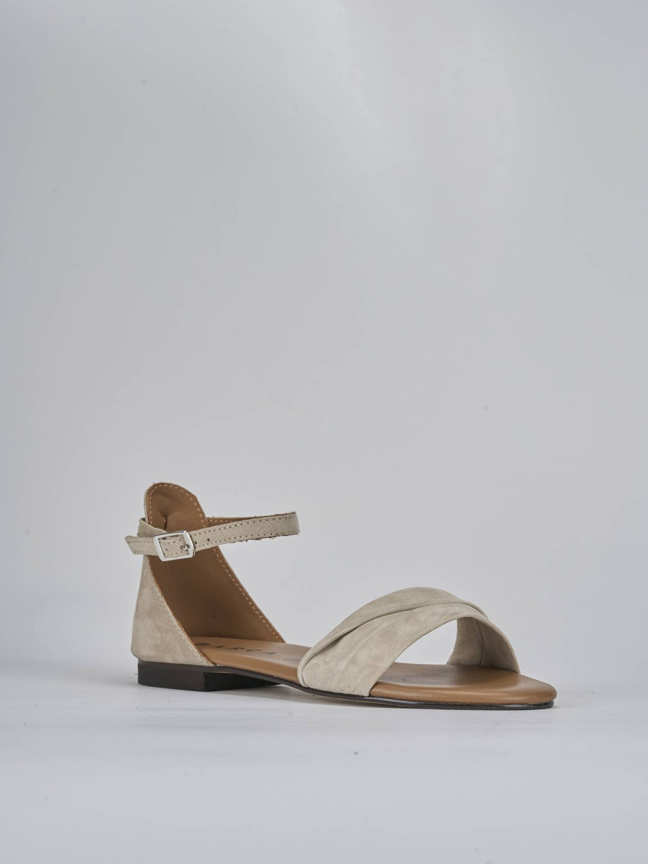 Sandali tacco 1cm camoscio beige