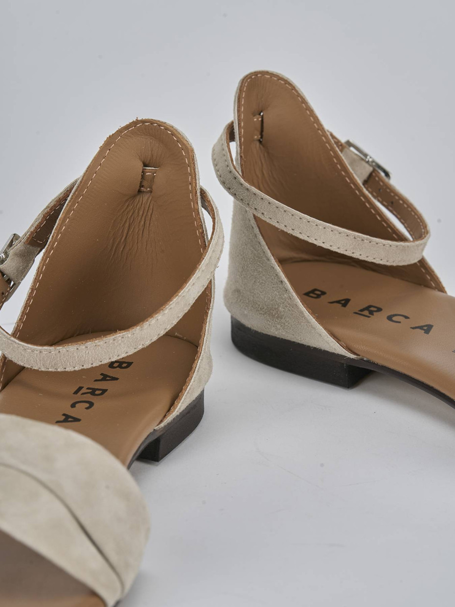 Sandali tacco 1cm camoscio beige
