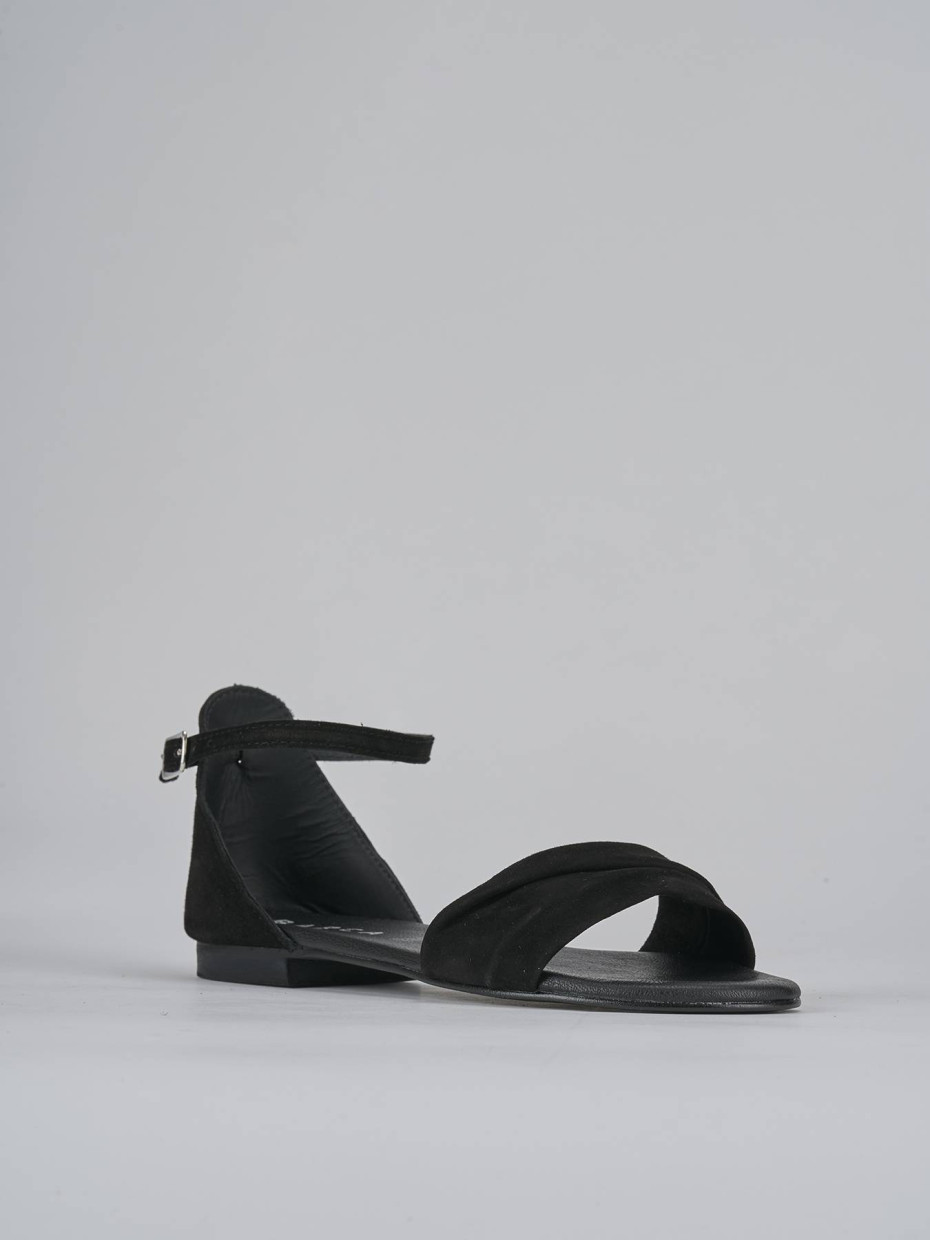 Sandali tacco 1cm camoscio nero