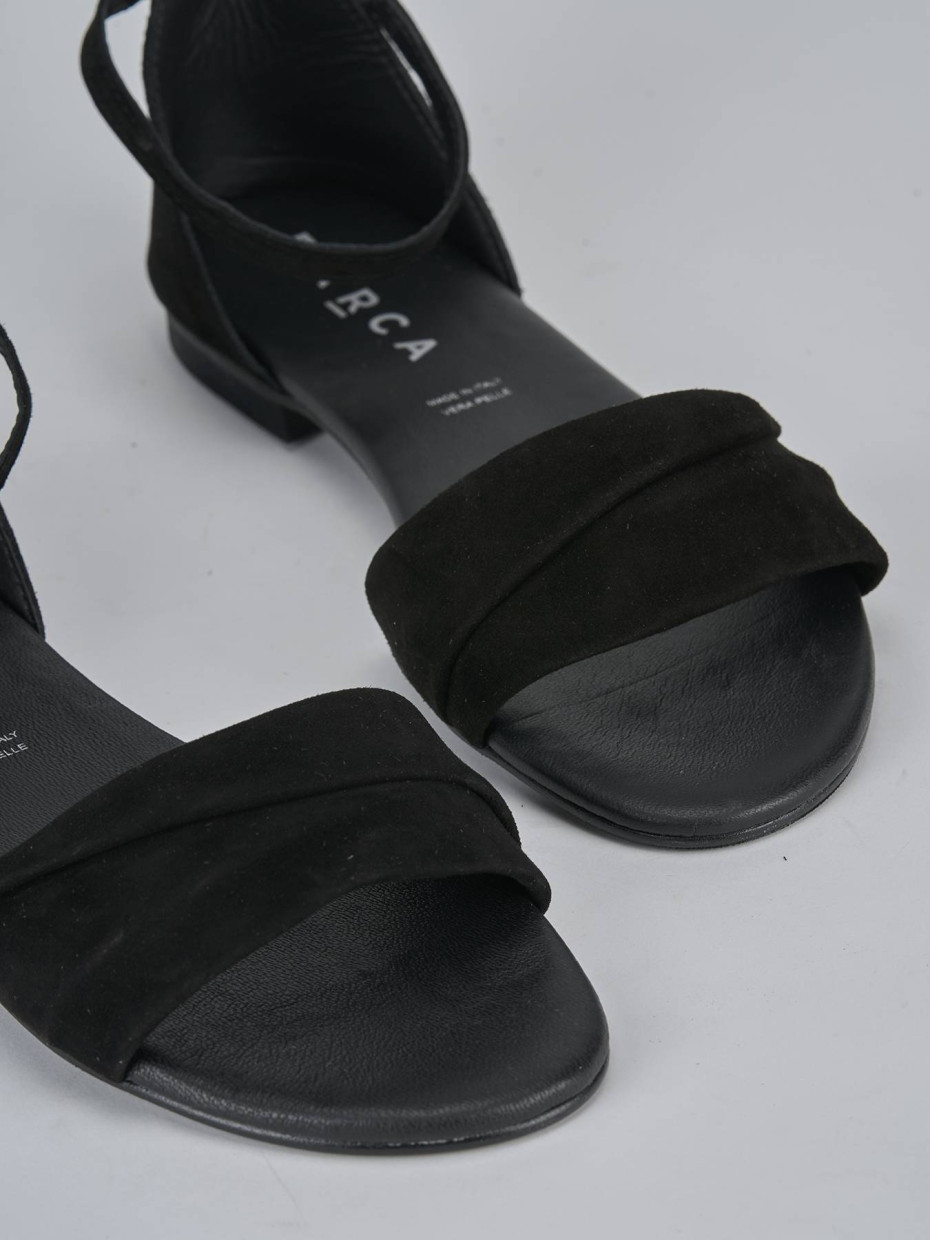 Sandali tacco 1cm camoscio nero