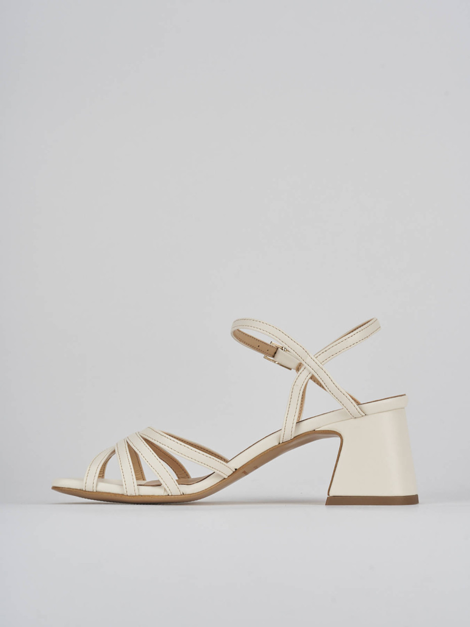 Sandalo tacco 6 cm bianco pelle