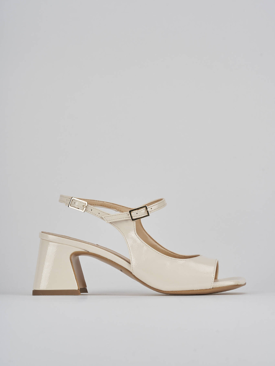 Sandalo tacco 6 cm bianco vernice