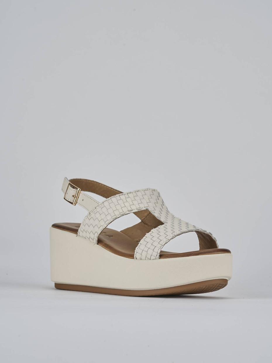 Sandali zeppa tacco 6cm pelle bianco Barca Stores