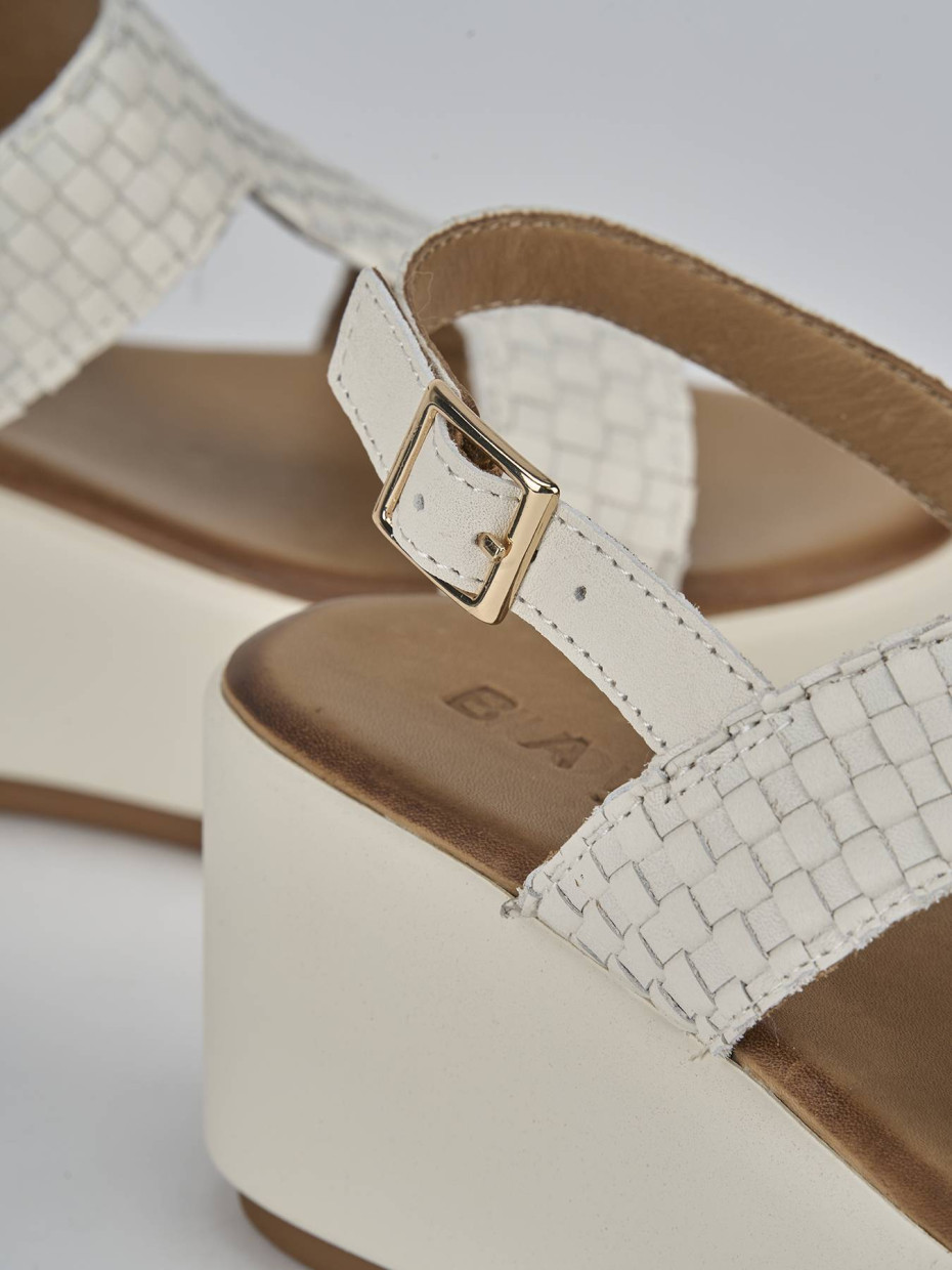 Sandali zeppa tacco 6cm pelle bianco Barca Stores