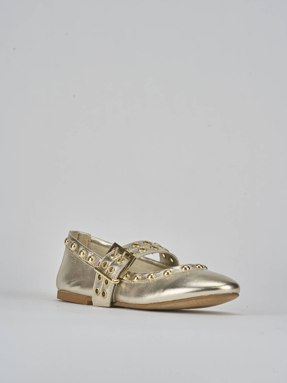 Ballerina tacco 1cm oro pelle