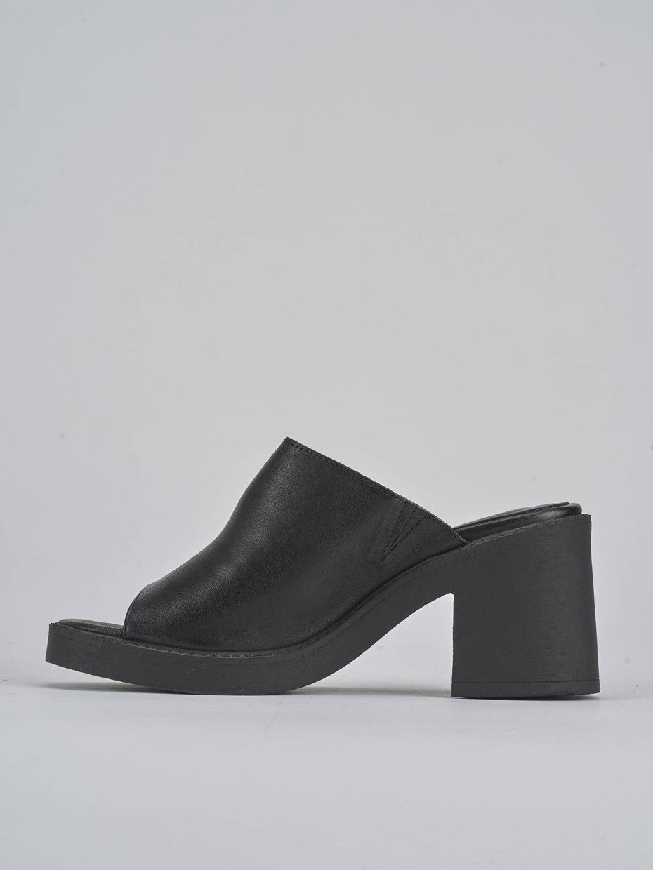 Ciabatte tacco 6cm pelle nero