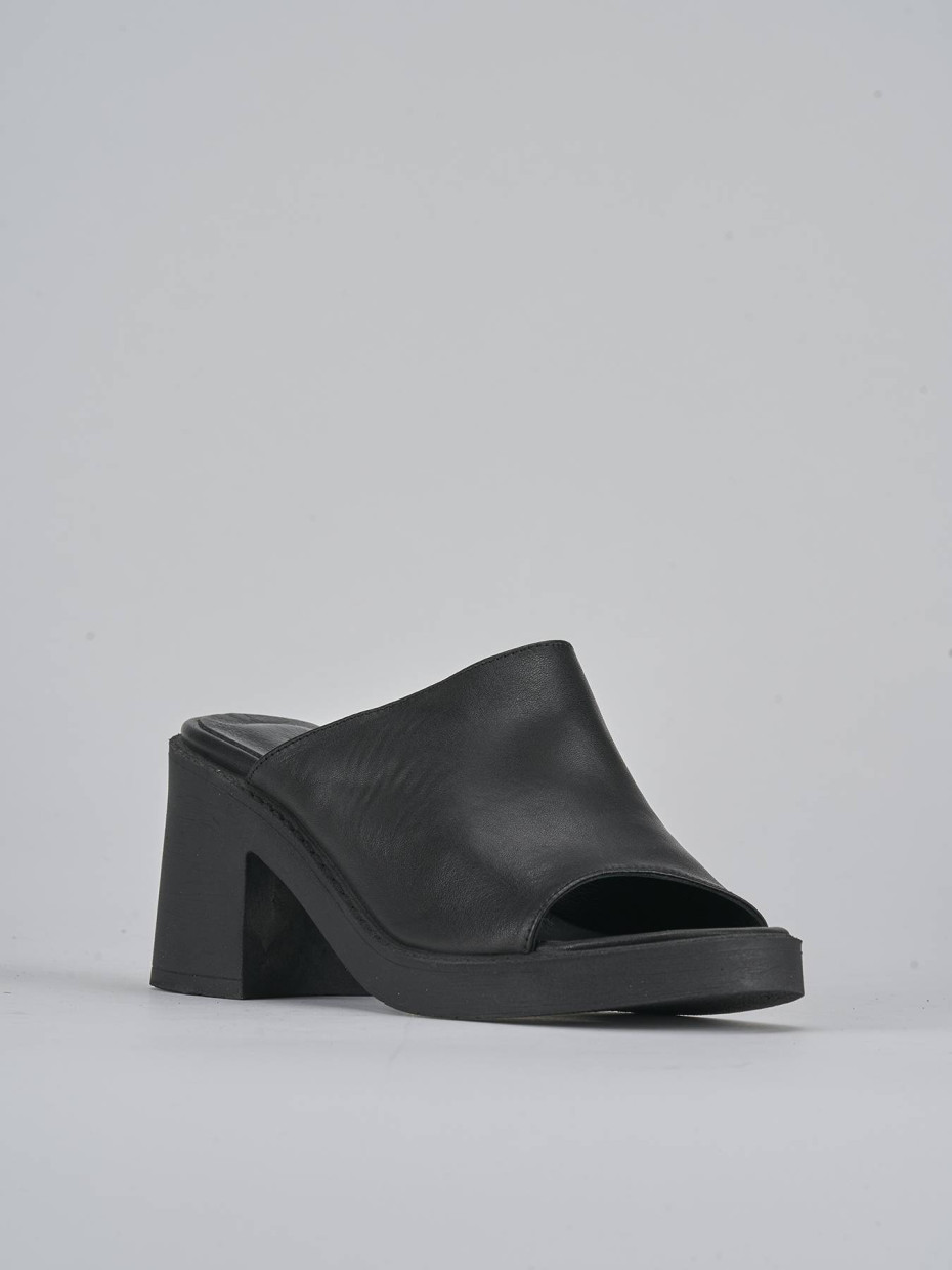 Ciabatte tacco 6cm pelle nero Barca Stores