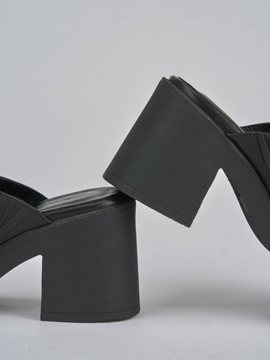 Ciabatte tacco 6cm pelle nero Barca Stores