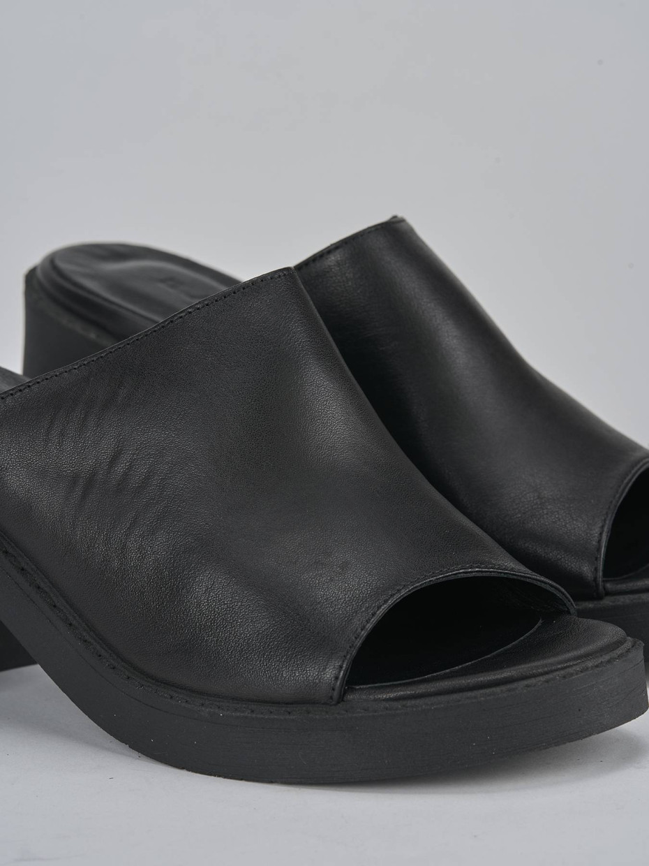 Ciabatte tacco 6cm pelle nero Barca Stores