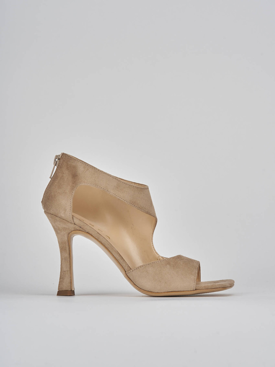 Sandalo tacco 9 cm beige camoscio