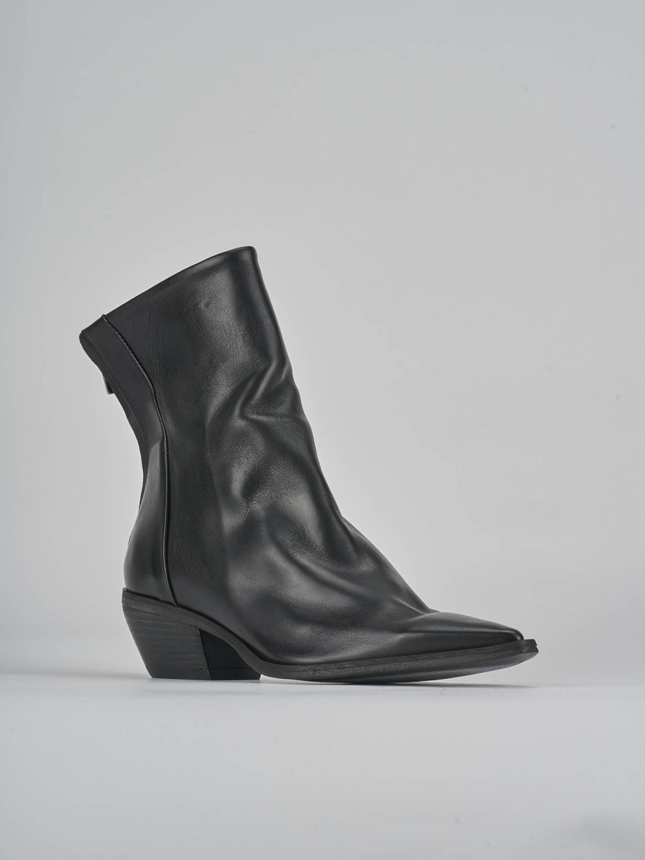 Stivaletto texano tacco 3 cm nero pelle Barca Stores