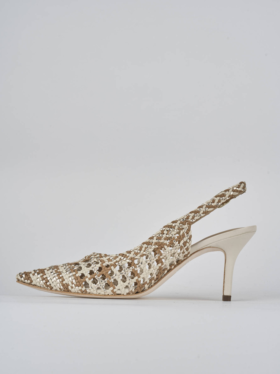 Décolleté e slingback tacco 7cm pelle beige