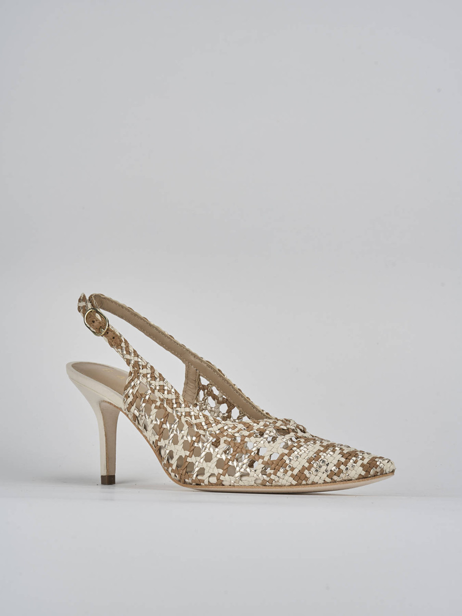 Décolleté e slingback tacco 7cm pelle beige