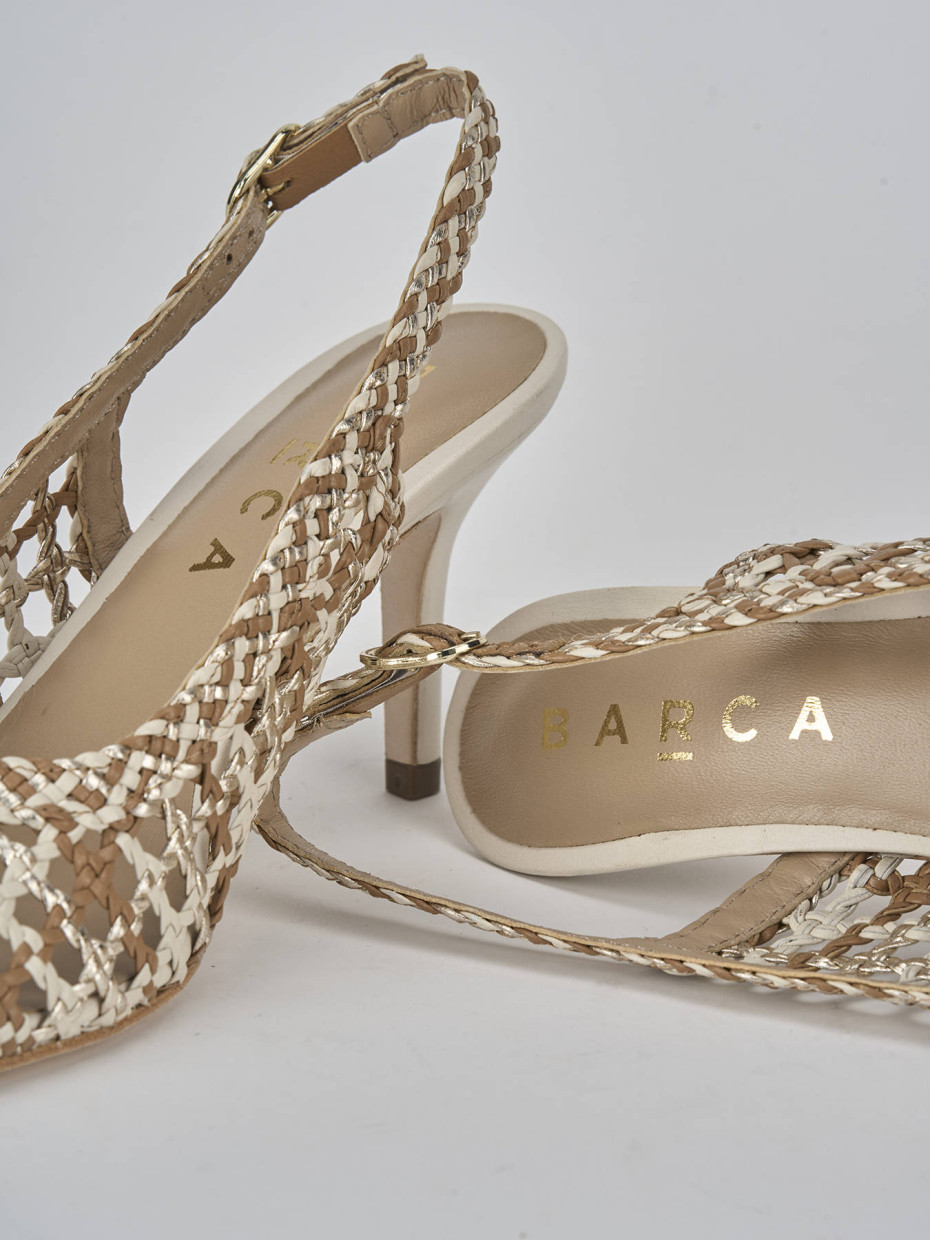 Décolleté e slingback tacco 7cm pelle beige