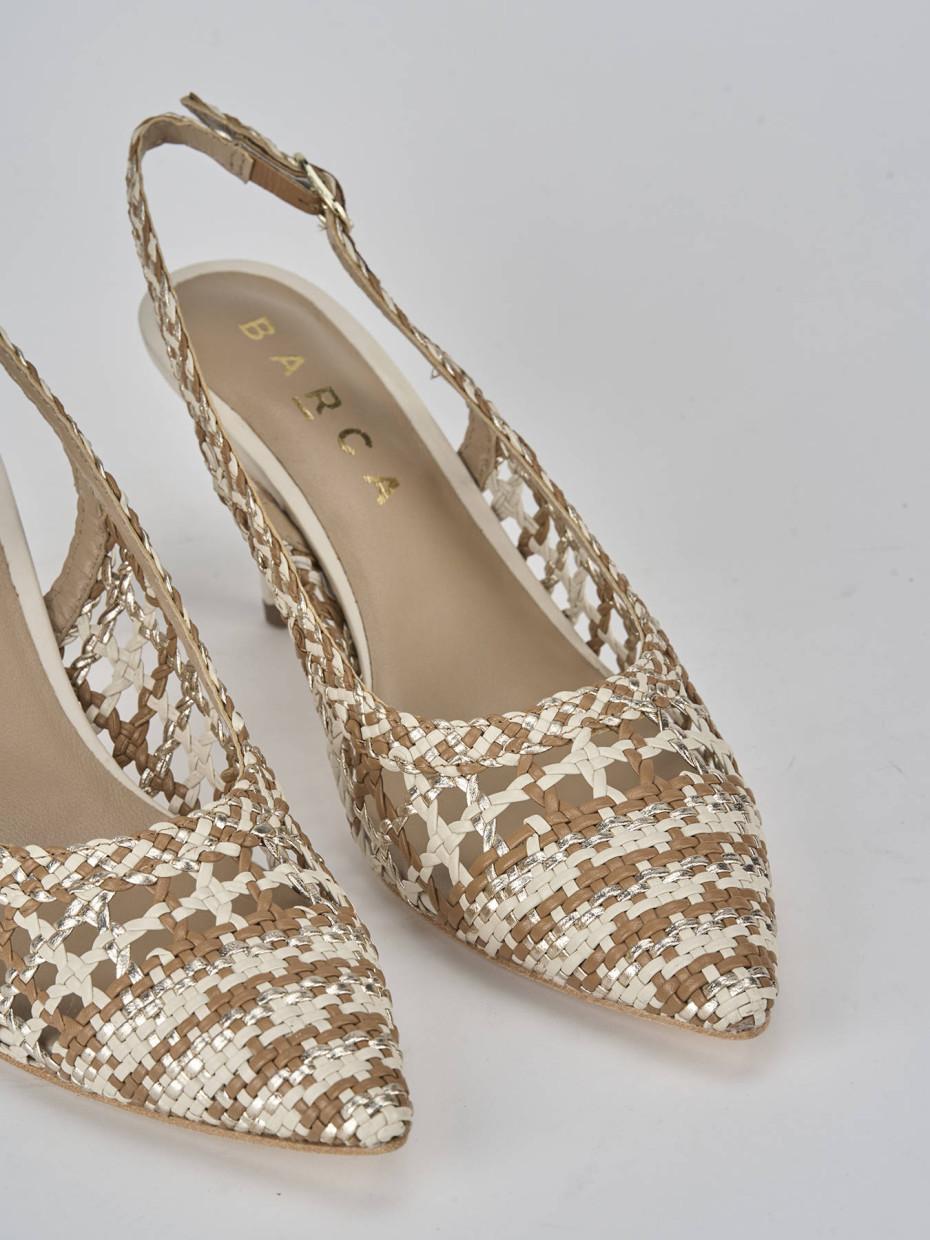 Décolleté e slingback tacco 7cm pelle beige