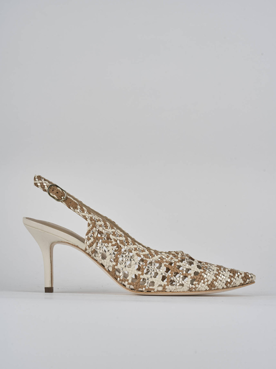 Décolleté e slingback tacco 7cm pelle beige