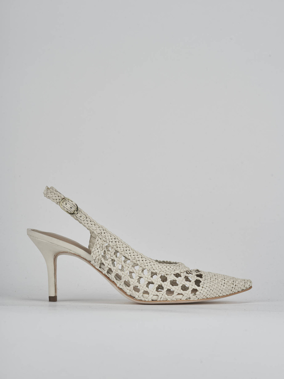 Décolleté e slingback tacco 7cm pelle bianco