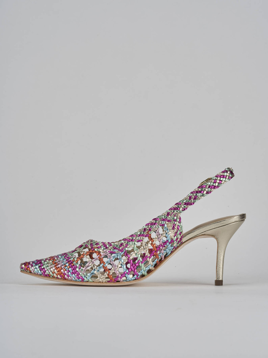 Décolleté e slingback tacco 7cm pelle multicolor