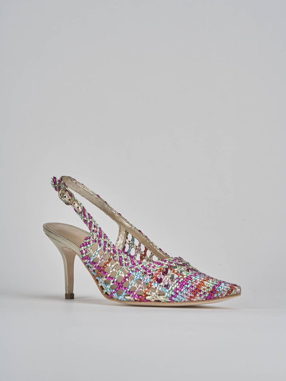 Décolleté e slingback tacco 7cm pelle multicolor