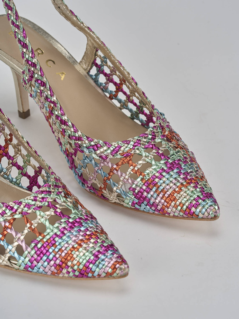 Décolleté e slingback tacco 7cm pelle multicolor
