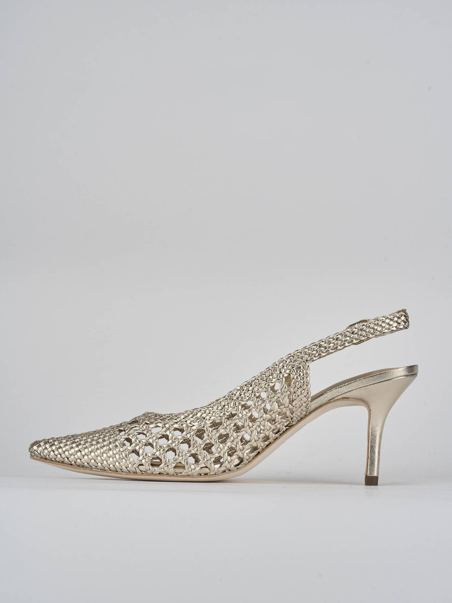 Décolleté e slingback tacco 7cm pelle oro